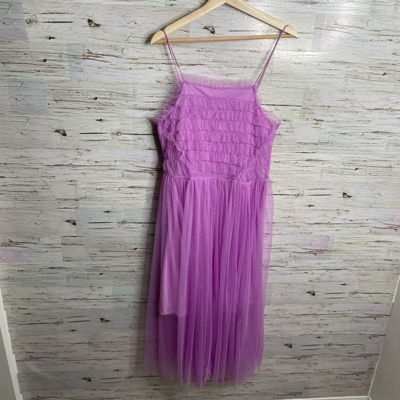 Design lab purple tulle dress ruched size medium - Picture 1 of 10